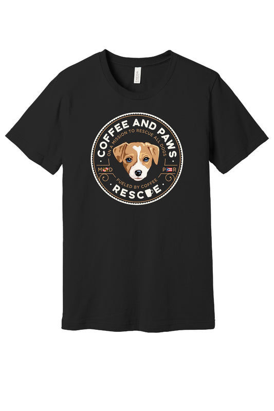 Coffee and Paws Rescue Short Sleeve Bella Canvas T-shirt