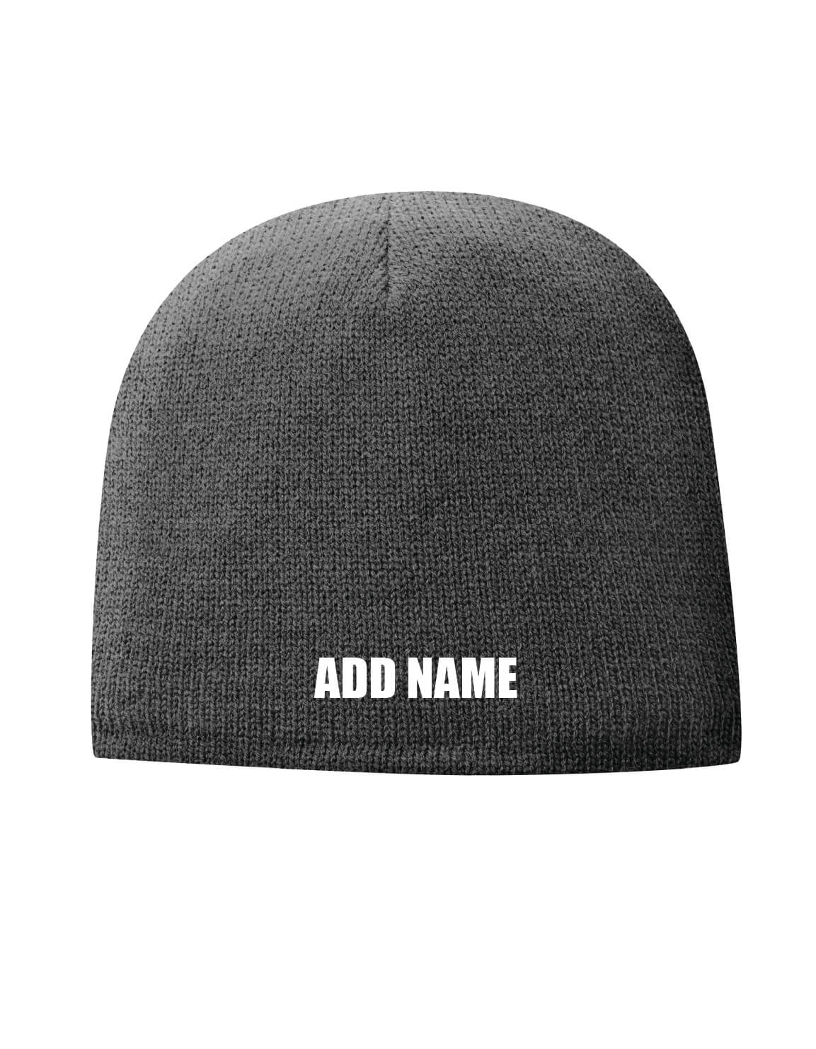 Fleece Lined Beanie - personalized back, gray
