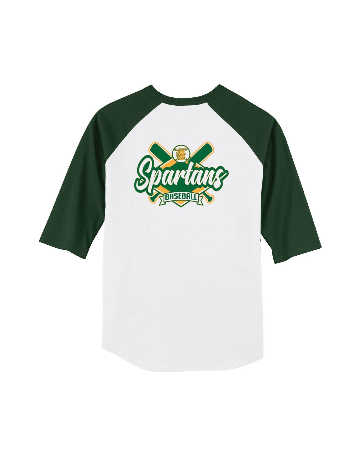 Spartans Baseball Sport Tek Colorblock Raglan Jersey - green/white, back