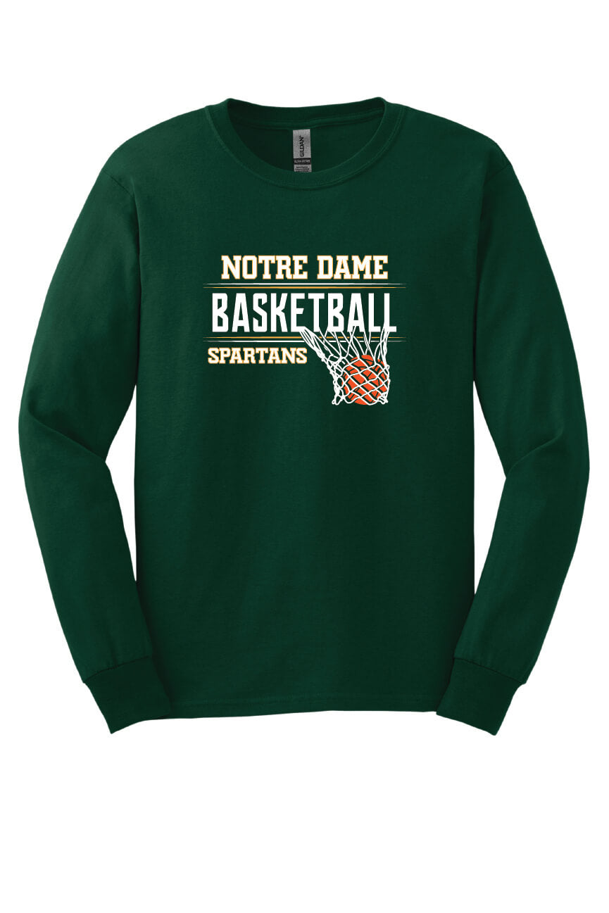 Notre Dame Basketball Long Sleeve T-Shirt green-front