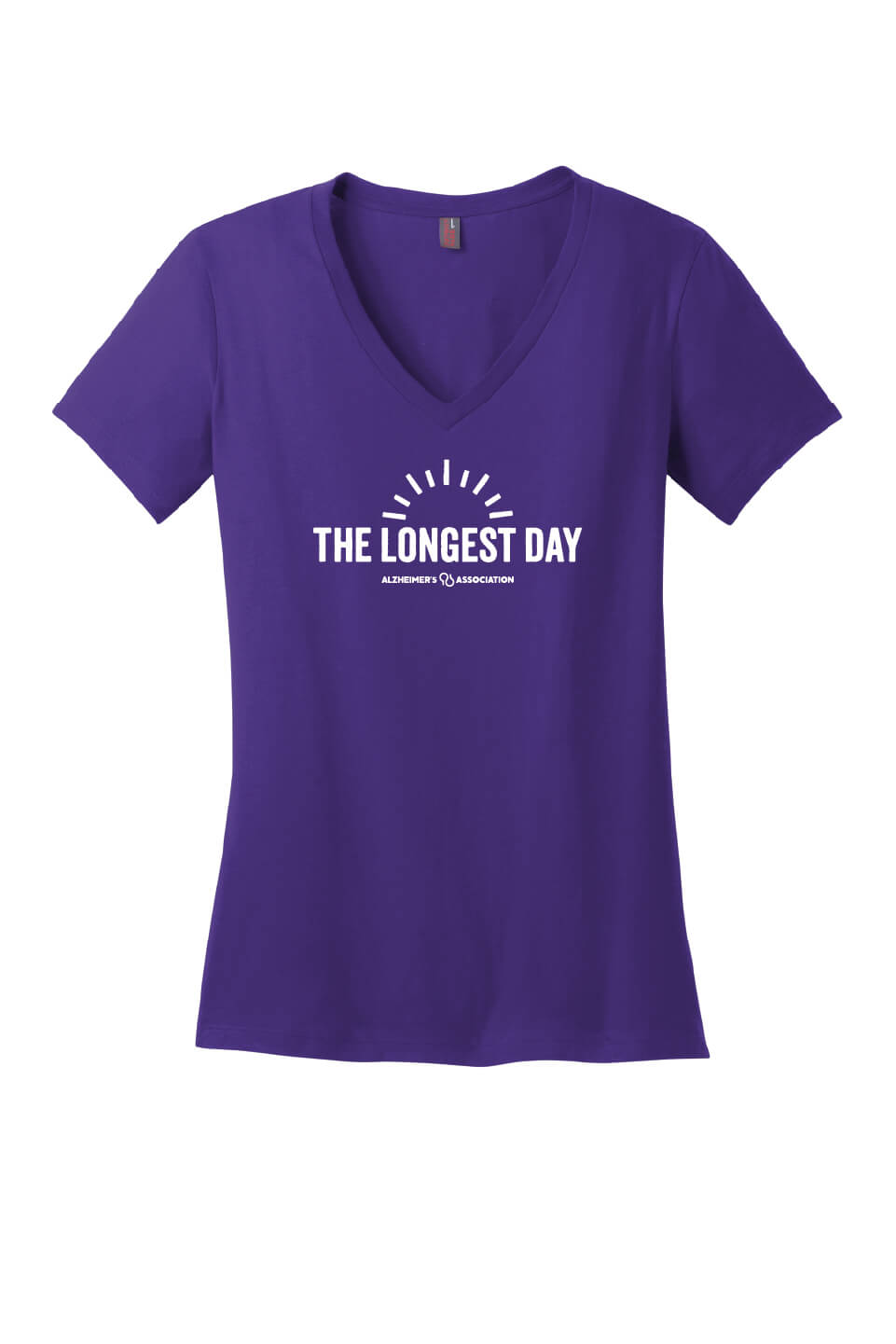 The Longest Day Ladies V-Neck Short Sleeve T-Shirt purple horizontal design