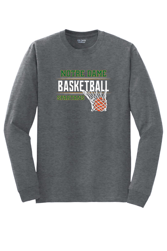 Notre Dame Basketball Long Sleeve T-Shirt gray-front