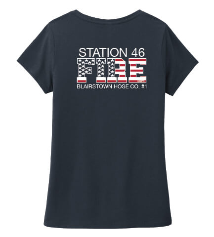 Ladies V-Neck Short Sleeve T-Shirt navy back