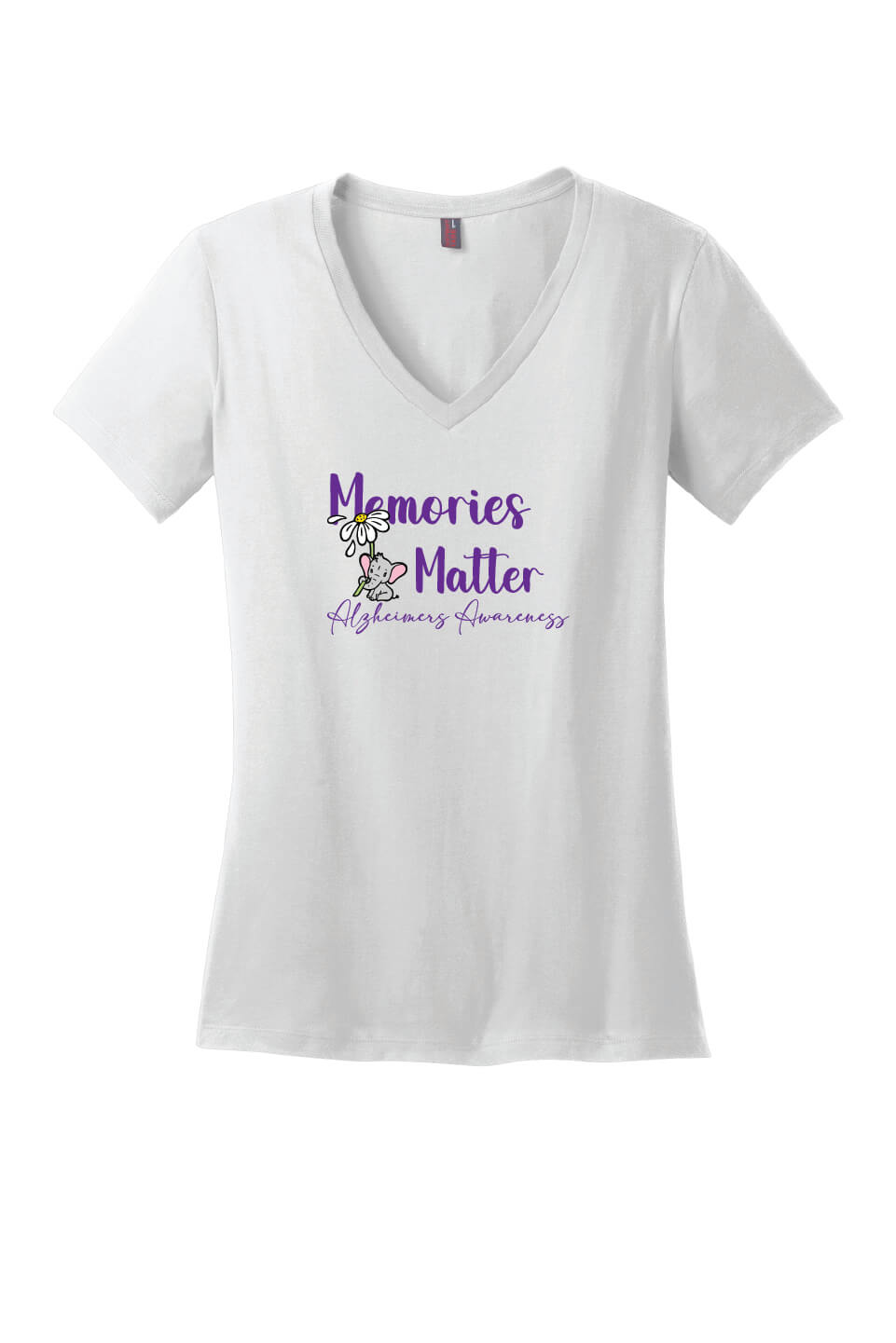 Memories Matter - Alzheimers Awareness Ladies V-Neck Short Sleeve T-Shirt white