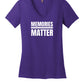 Memories Matter Flag Back Ladies V-Neck Short Sleeve T-Shirt purple front
