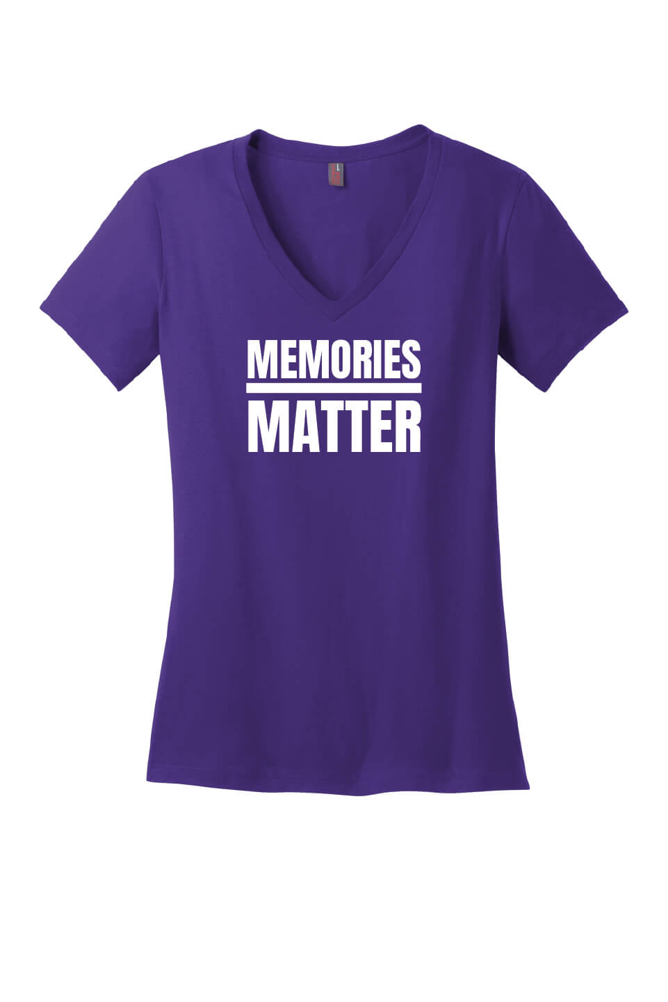 Memories Matter Flag Back Ladies V-Neck Short Sleeve T-Shirt purple front