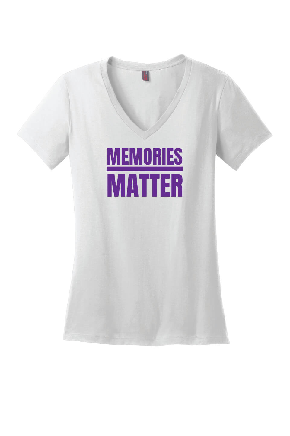Memories Matter Flag Back Ladies V-Neck Short Sleeve T-Shirt white front