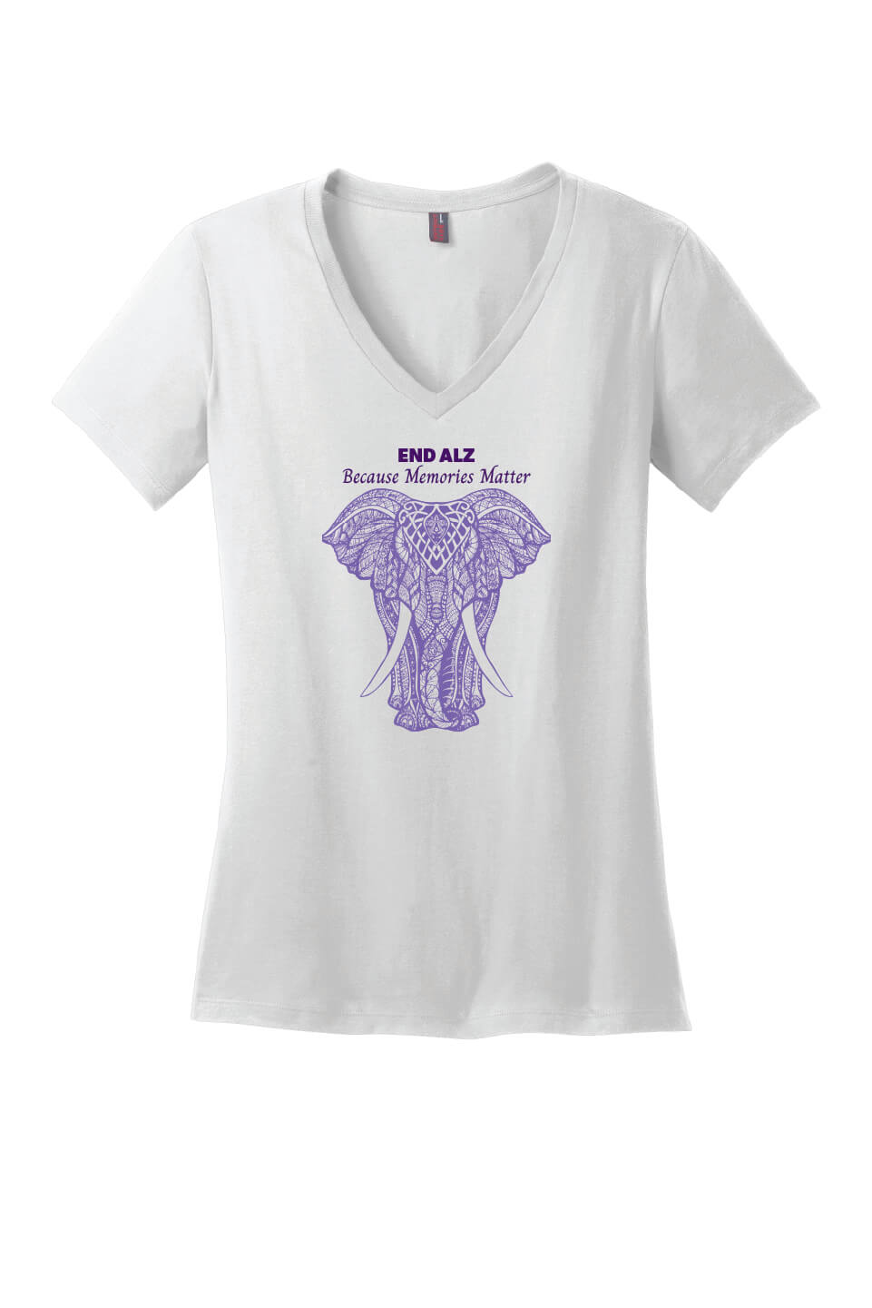 Memories Matter Elephant Ladies V-Neck Short Sleeve T-Shirt