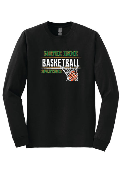 Youth Notre Dame Basketball Long Sleeve T-Shirt black-front