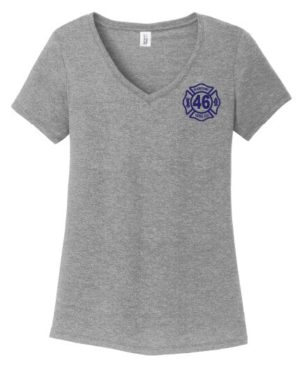 Ladies V-Neck Short Sleeve T-Shirt gray front