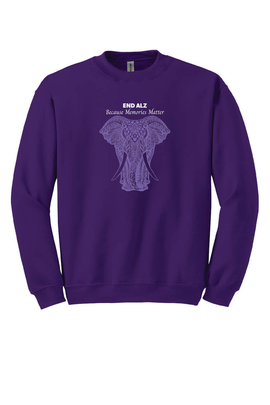 Memories Matter Elephant Crewneck Sweatshirt purple