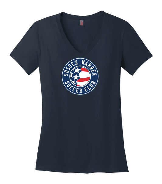 V-Neck Short Sleeve Circle Logo T-Shirt (Ladies)