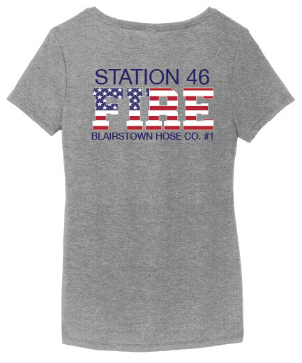Ladies V-Neck Short Sleeve T-Shirt gray back