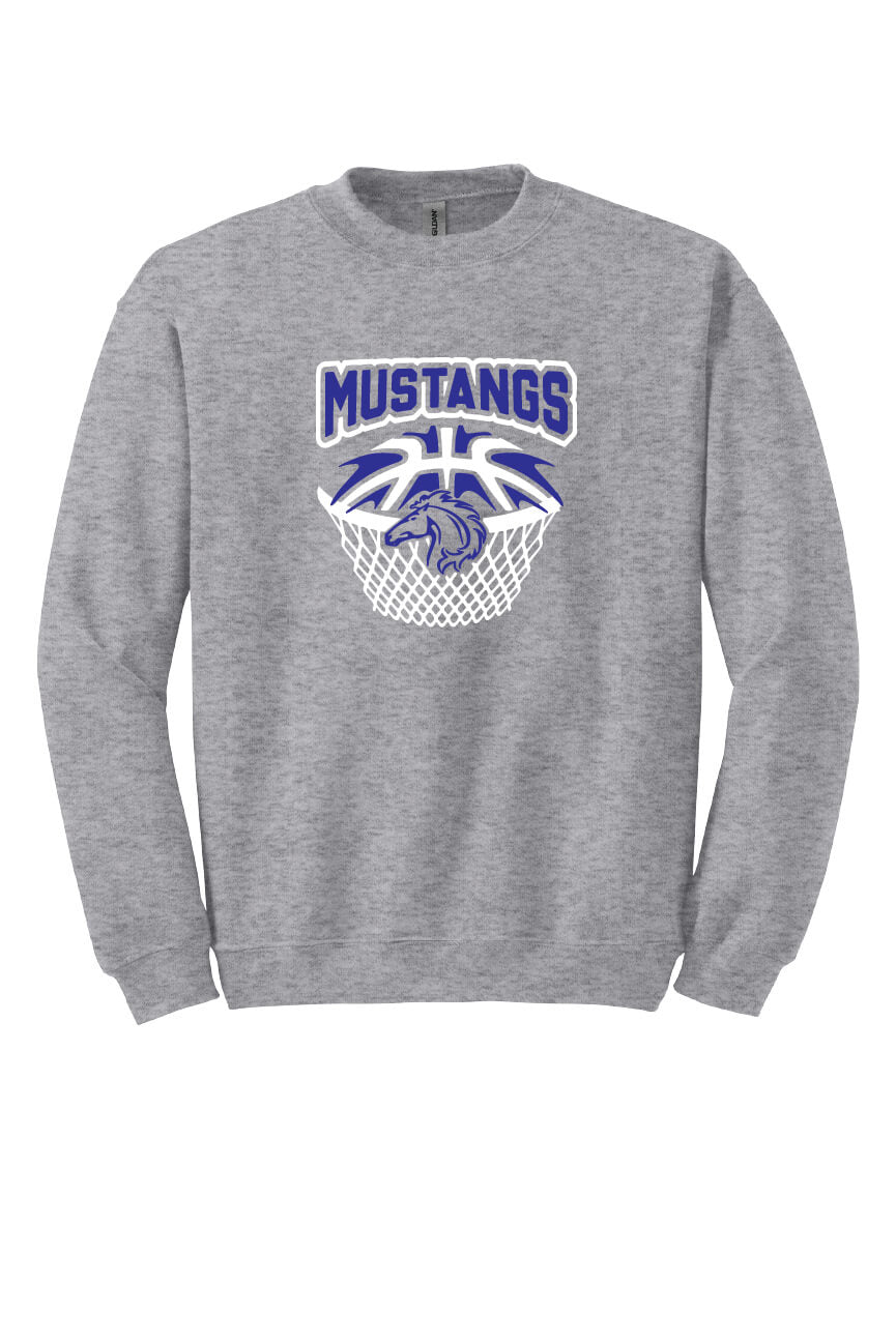 Mustangs Basketball Crewneck Sweatshirt (Youth) gray