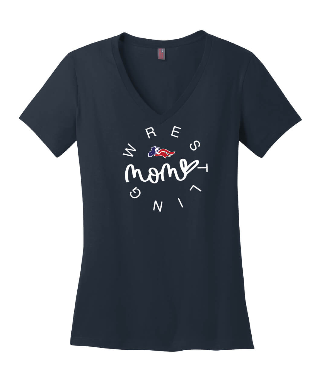 Wrestling Mom V-Neck Short Sleeve T-Shirt (Ladies) navy