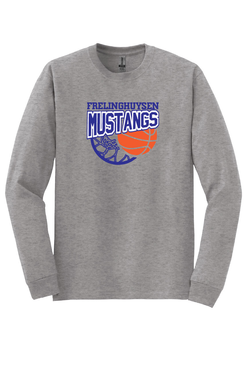 Frelinghuysen Mustangs Long Sleeve T-Shirt (Youth) gray