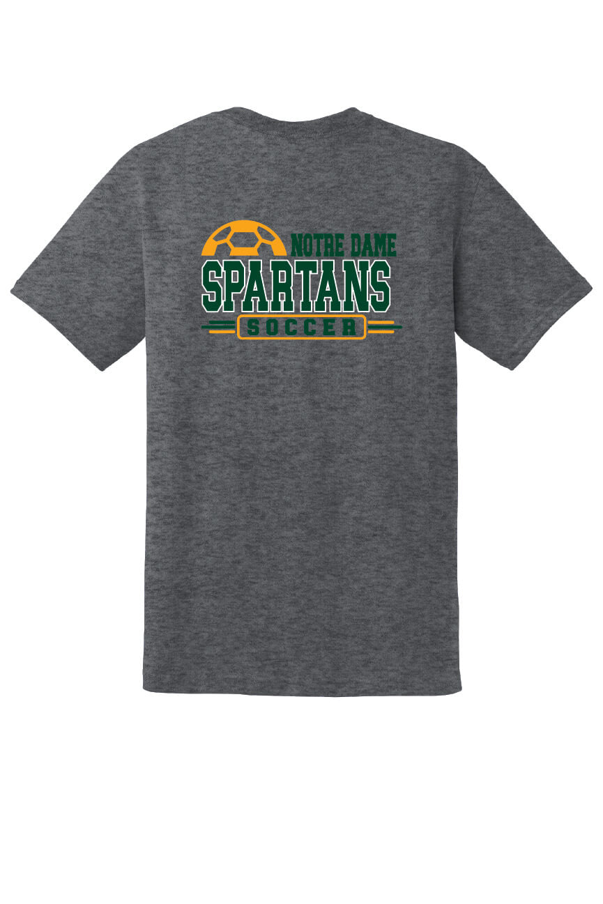 Notre Dame Soccer Short Sleeve T-Shirt back - gray