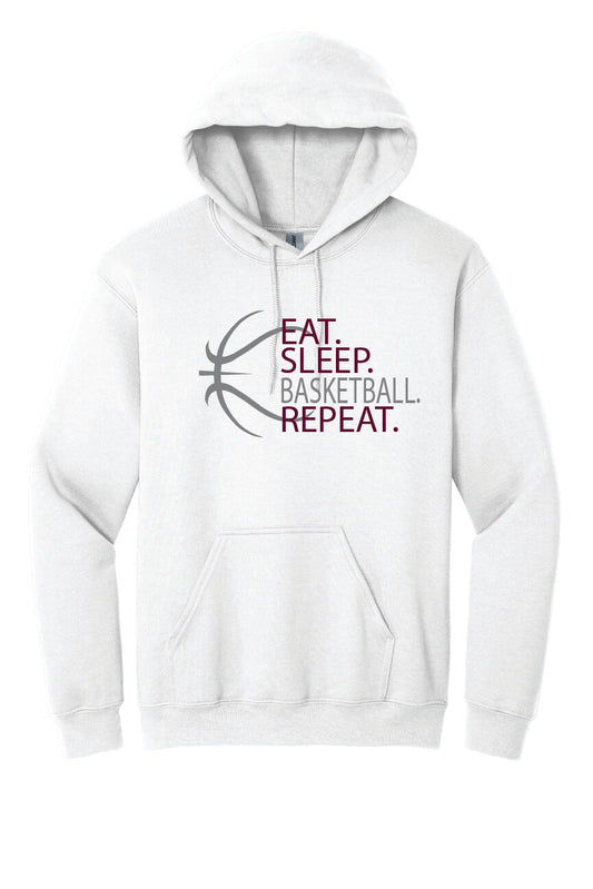 Eat Sleep Basketball Repeat Hoodie (Youth) white