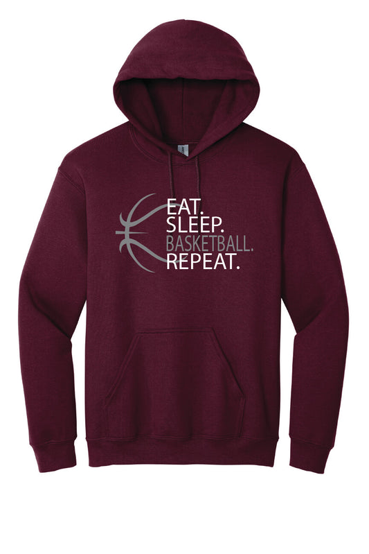 Eat Sleep Basketball Repeat Hoodie maroon