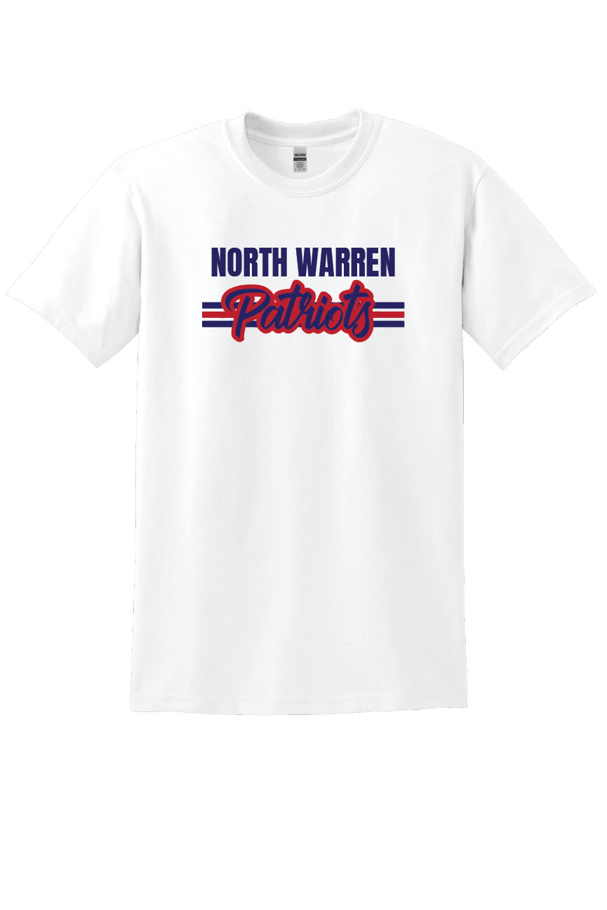 North Warren Patriots V Short Sleeve T-Shirt white