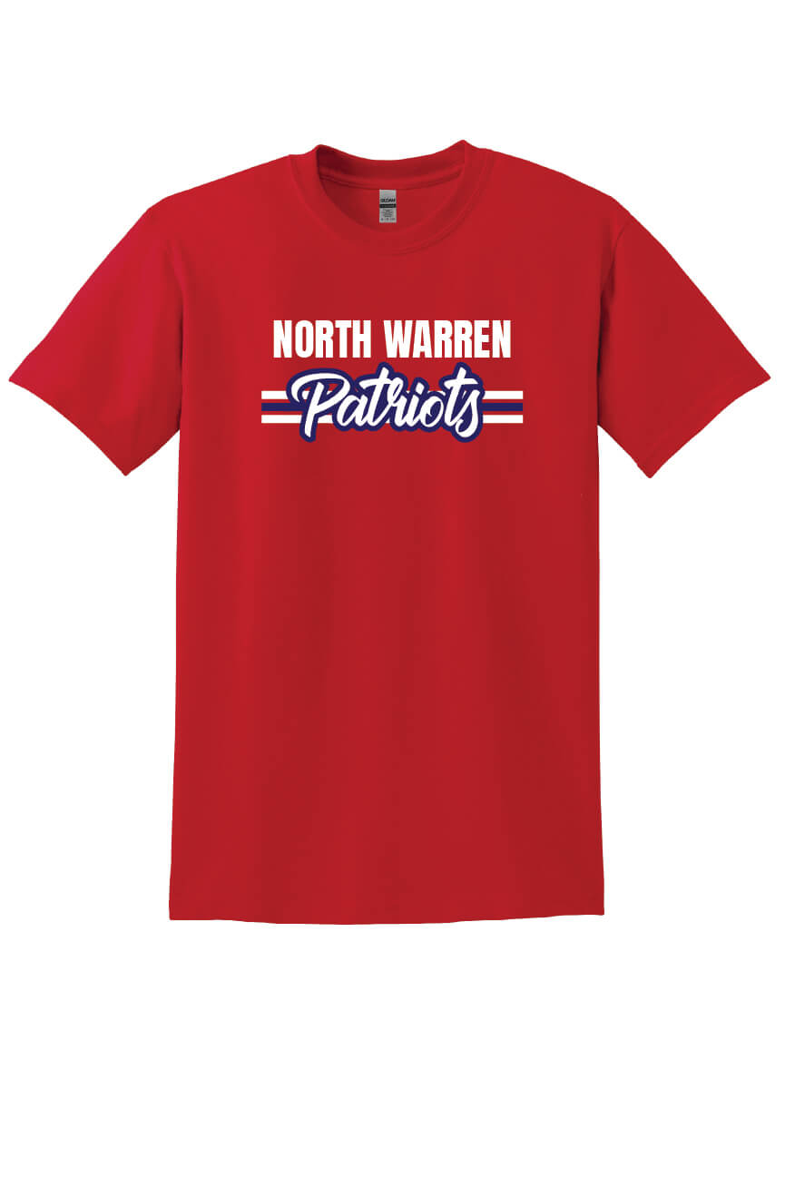 North Warren Patriots V Short Sleeve T-Shirt red