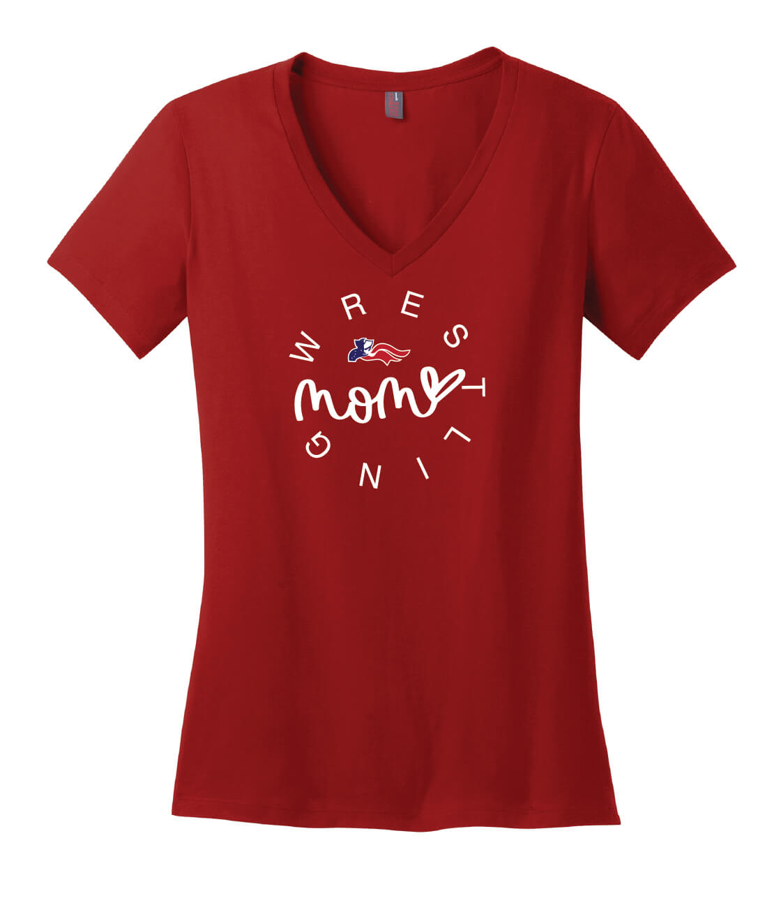 Wrestling Mom V-Neck Short Sleeve T-Shirt (Ladies) red