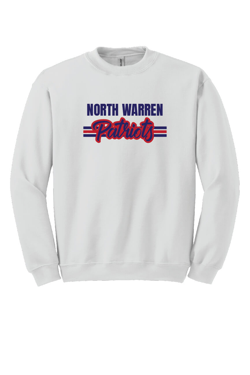 North Warren Patriots V Crewneck Sweatshirt white