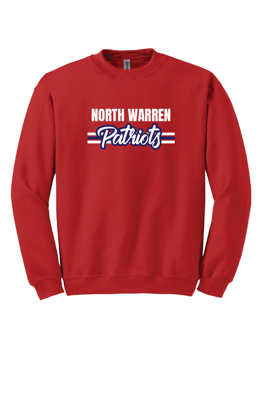 North Warren Patriots V Crewneck Sweatshirt red