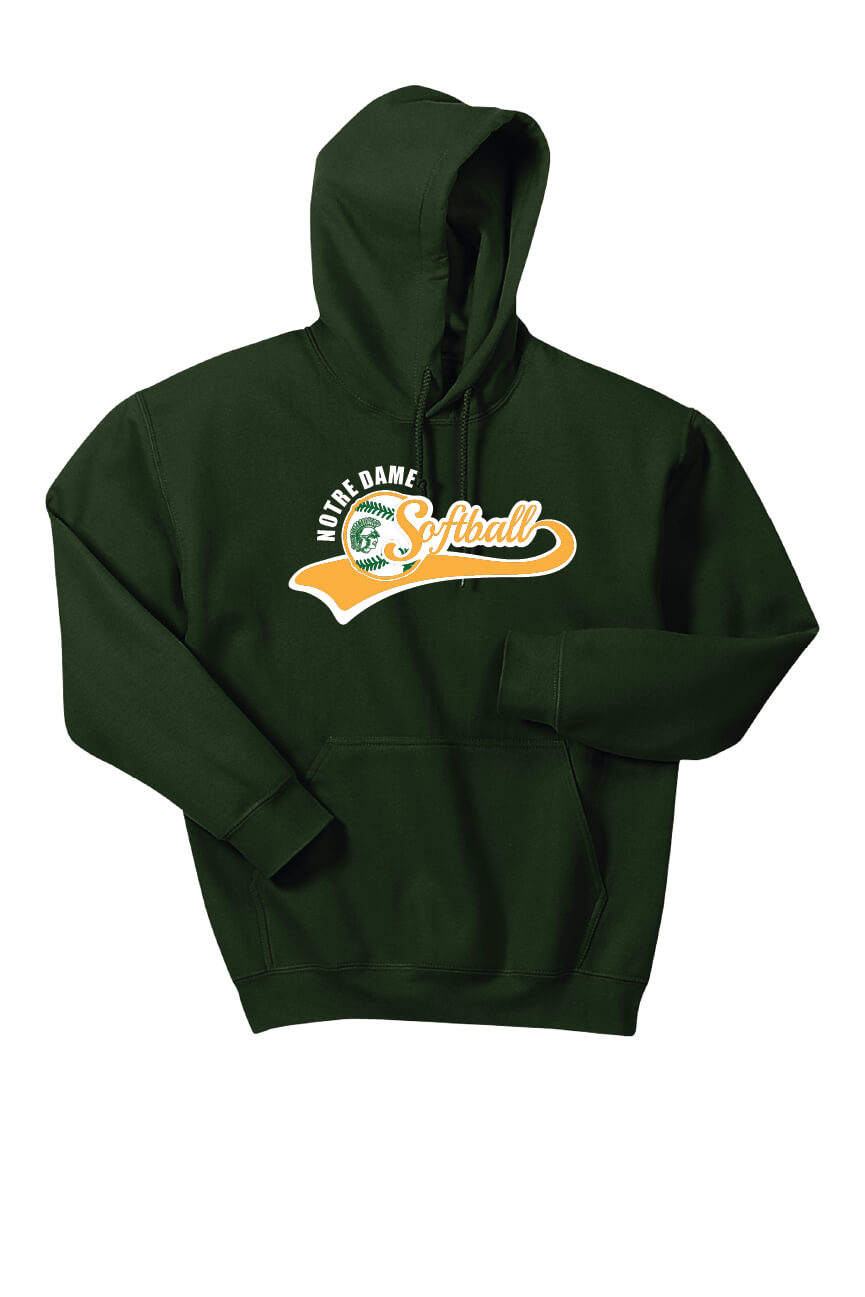 Notre Dame Softball Hoodie green, front