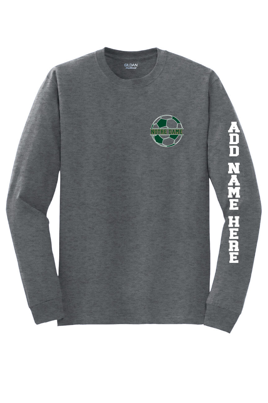 Notre Dame Soccer Long Sleeve T-Shirt gray