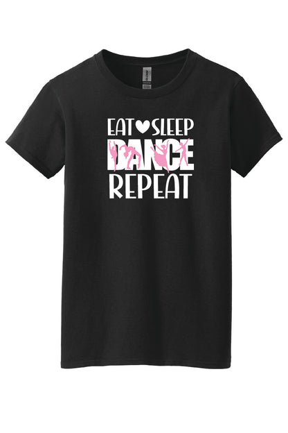 Eat Sleep Dance Repeat Short Sleeve T-Shirt (Ladies) black