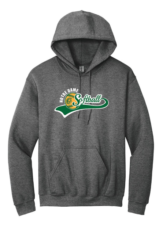 Notre Dame Softball Hoodie (Youth) gray, front