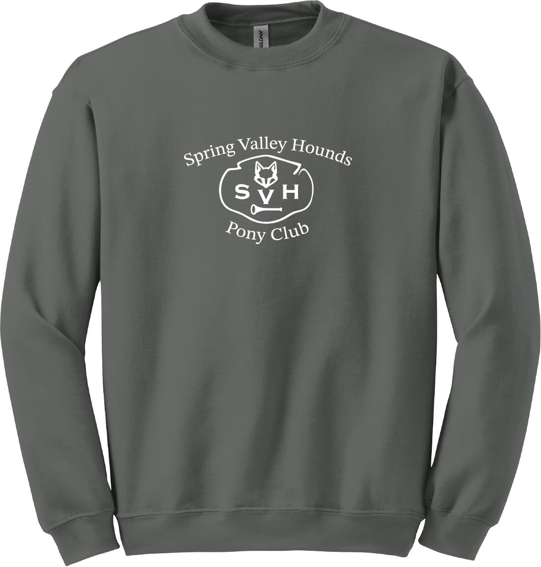 Spring Valley Pony Crewneck Sweatshirt (Gildan, Adult) gray