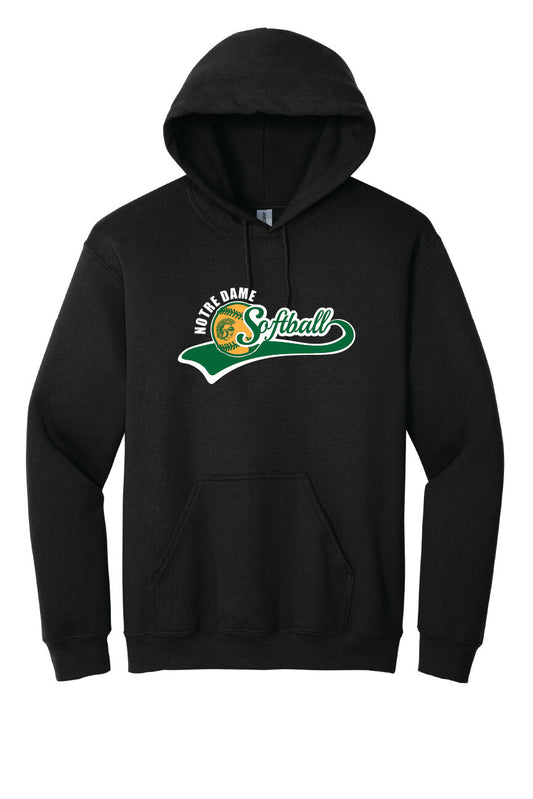 Notre Dame Softball Hoodie black, front
