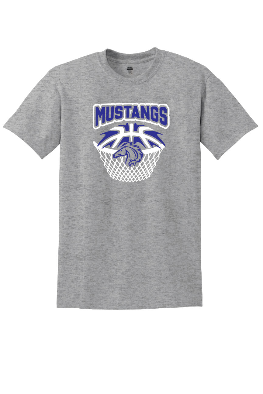 Mustangs Basketball Short Sleeve T-Shirt (Youth) gray
