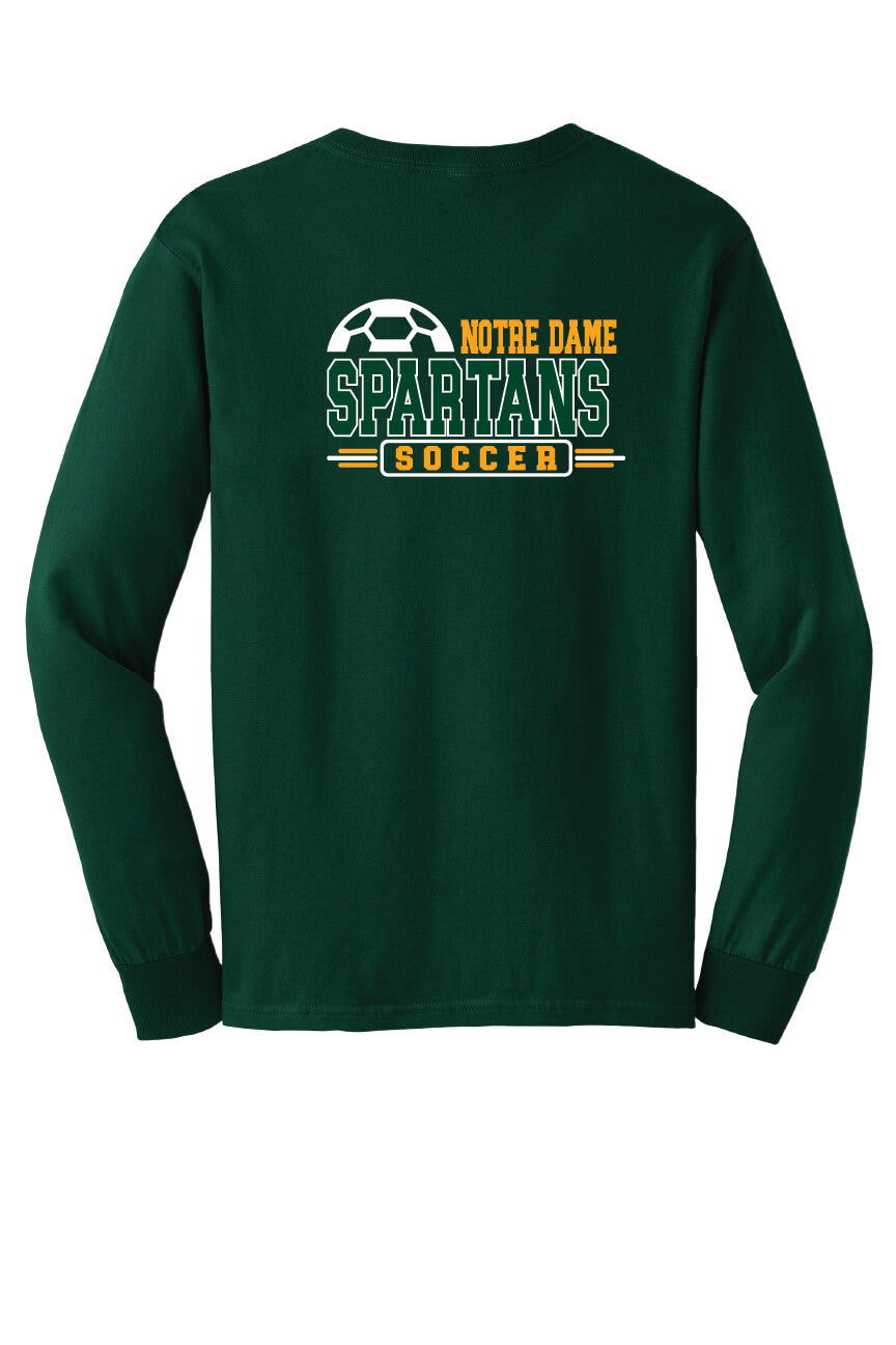 Notre Dame Soccer Long Sleeve T-Shirt back - green