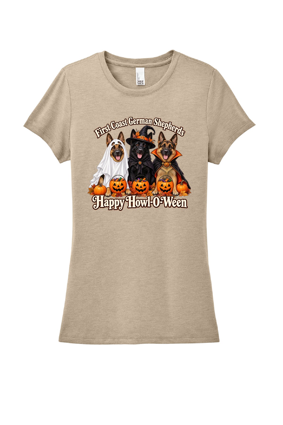 Happy Howl-O-Ween Ladies Cut Short Sleeve T-Shirt