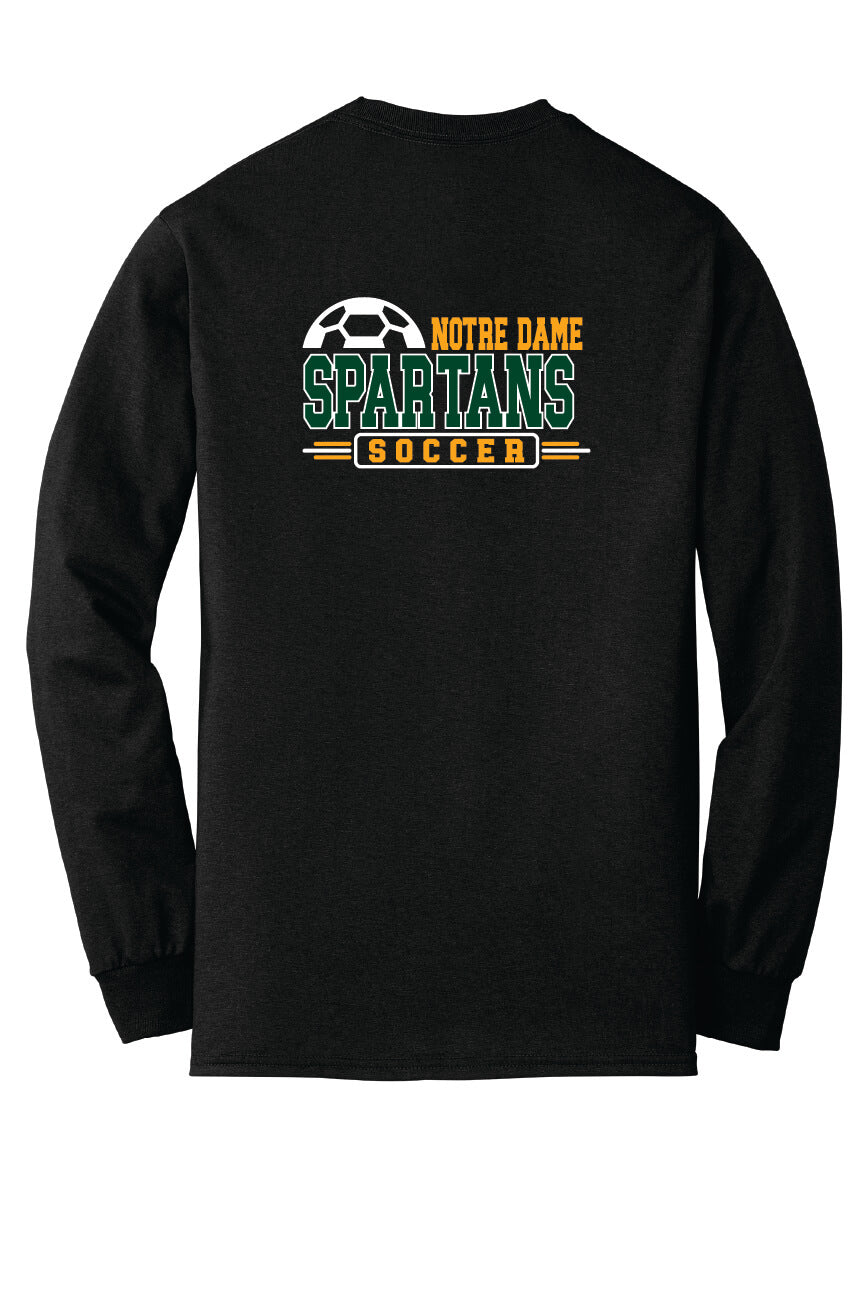 Notre Dame Soccer Long Sleeve T-Shirt back - black