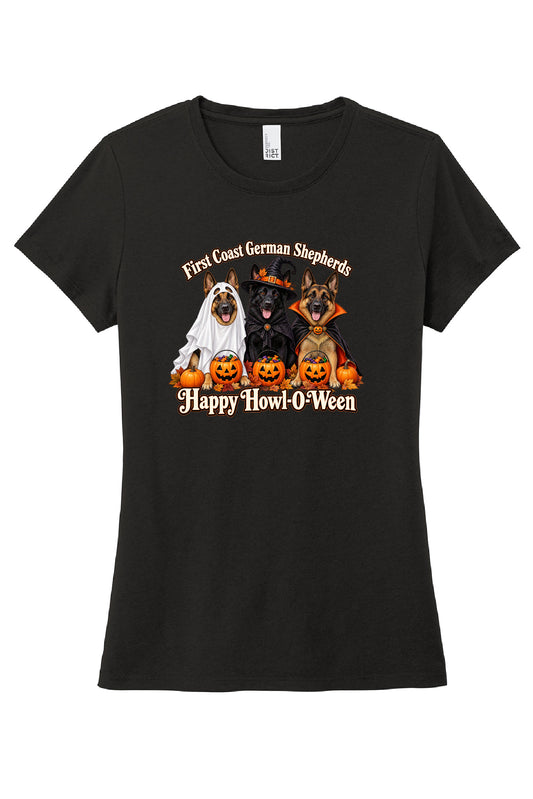 Happy Howl-O-Ween Ladies Cut Short Sleeve T-Shirt