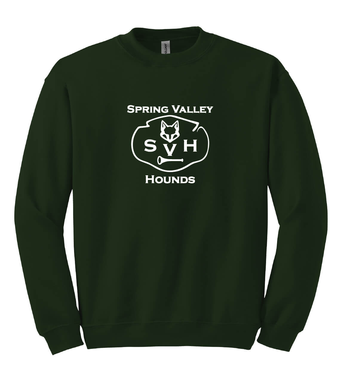 Spring Valley Hounds Crewneck Sweatshirt (Gildan, Adult) green