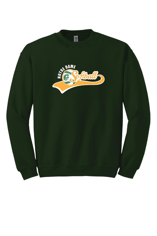 Notre Dame Softball Crewneck Sweatshirt (Youth) green front