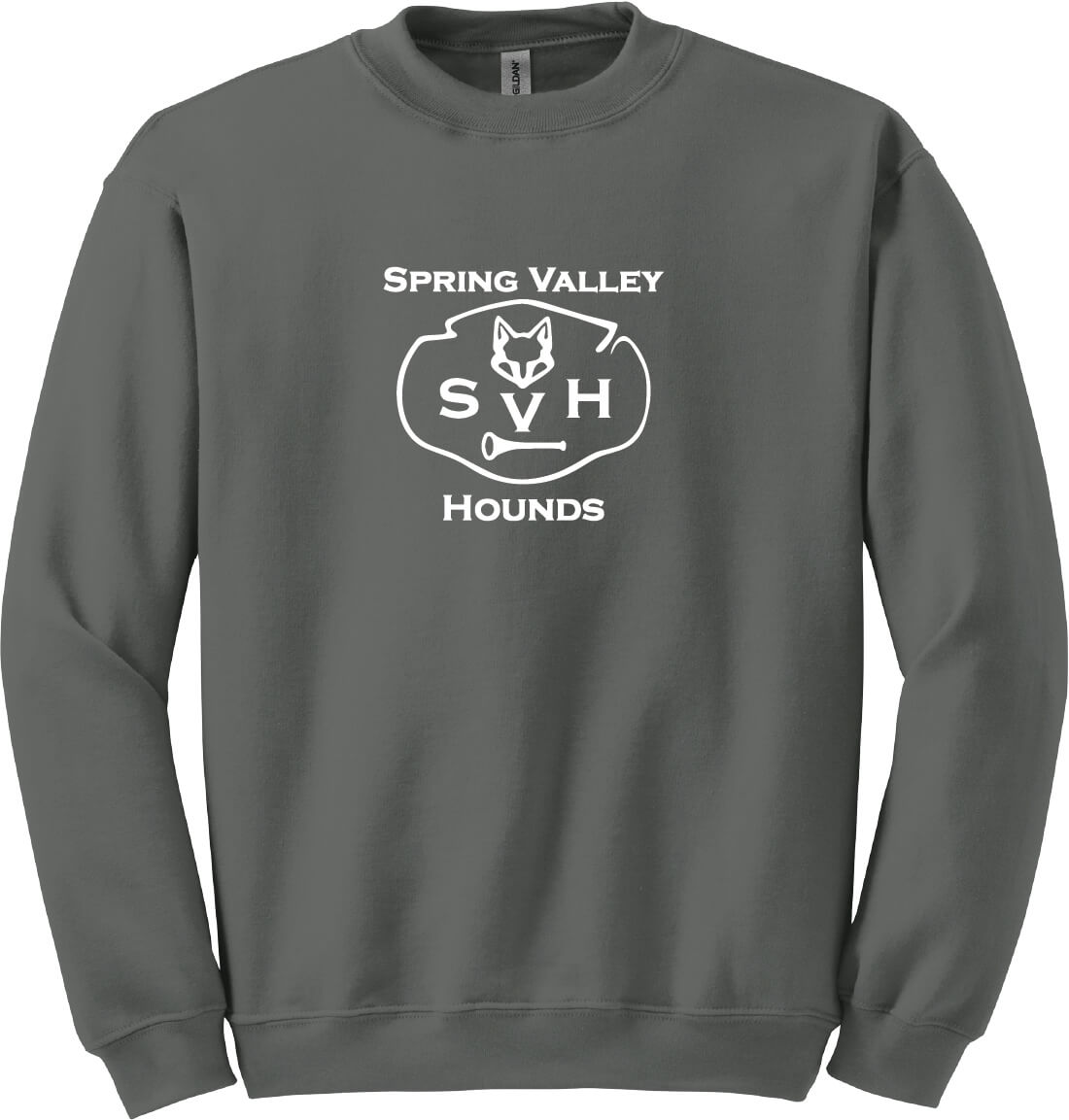 Spring Valley Hounds Crewneck Sweatshirt (Gildan, Youth) gray