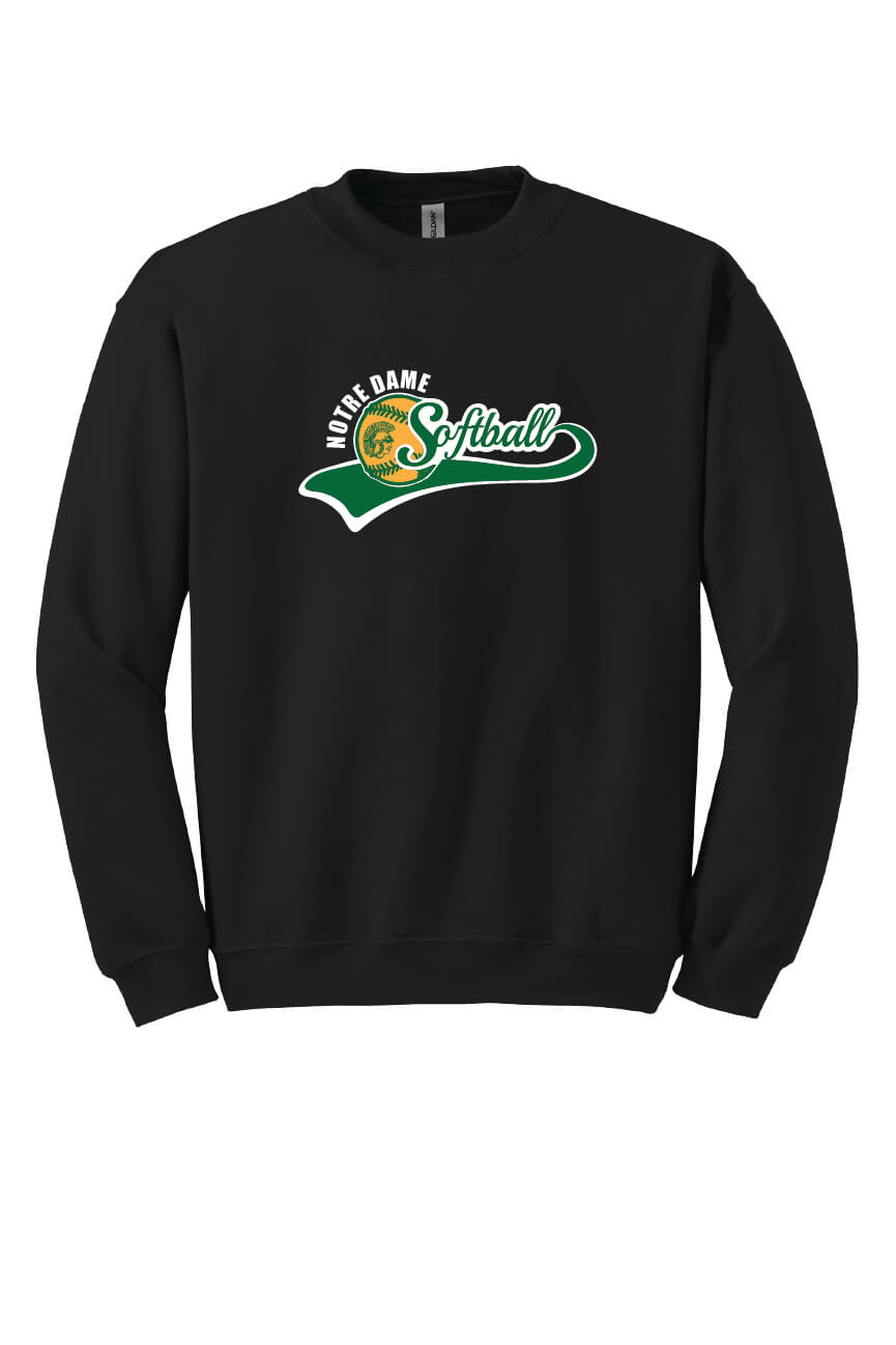 Notre Dame Softball Crewneck Sweatshirt (Youth) black front