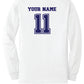 North Warren Basketball Long Sleeve T-Shirt (Youth) white, back