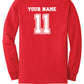 North Warren Basketball Long Sleeve T-Shirt (Youth) red, back
