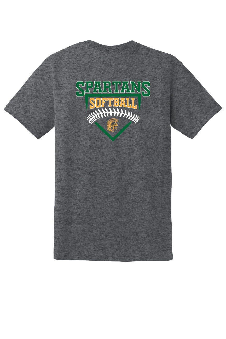 Spartans Softball Short Sleeve T-Shirt gray, back