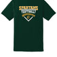 Spartans Softball Short Sleeve T-Shirt (Youth) green, back