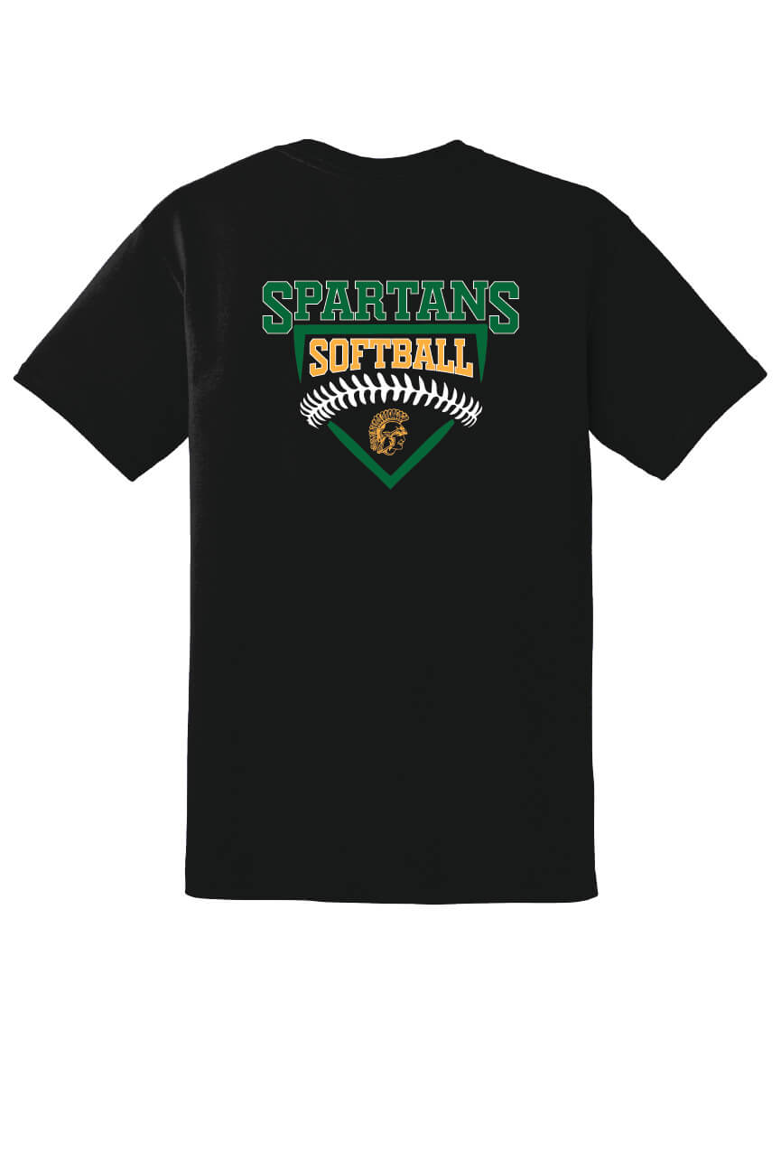Spartans Softball Short Sleeve T-Shirt (Youth) black, back
