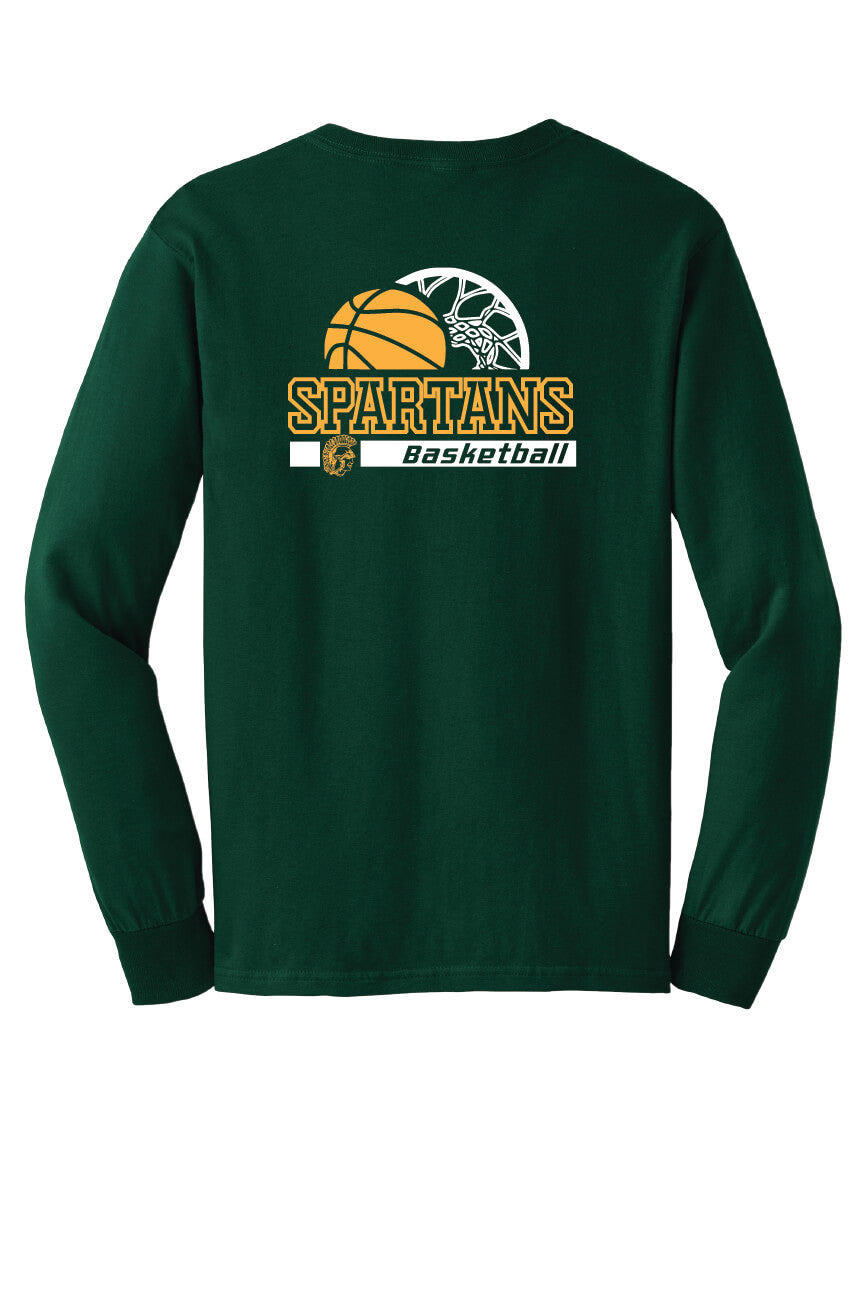 Spartans Basketball Long Sleeve T-Shirt green-back
