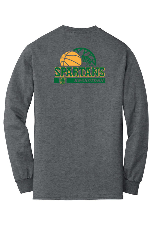 Youth Spartans Basketball Long Sleeve T-Shirt gray-back